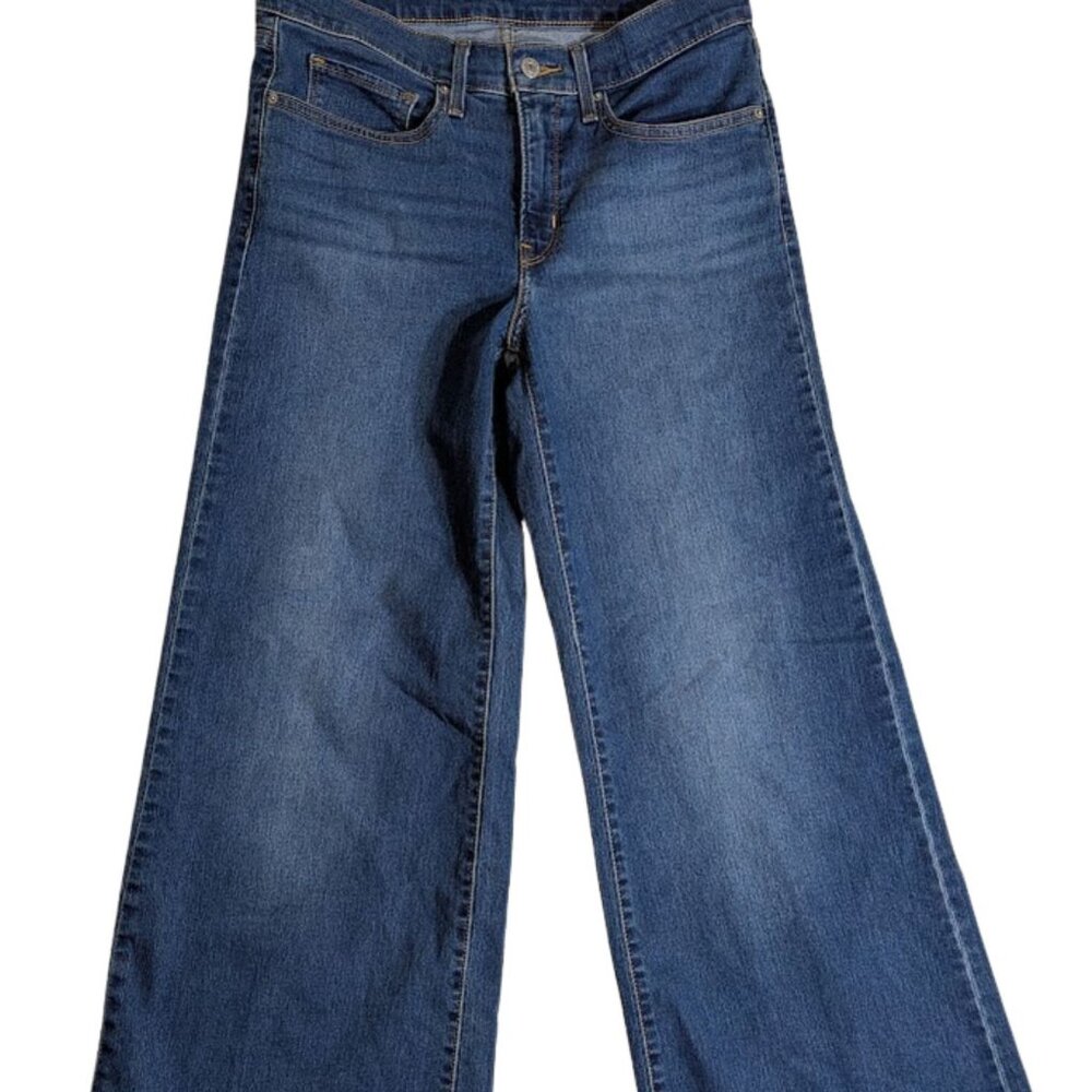 Levi's Women's High waist Stretch Wide-Leg (13.5") Jeans 30x32 Dark Wash Denim